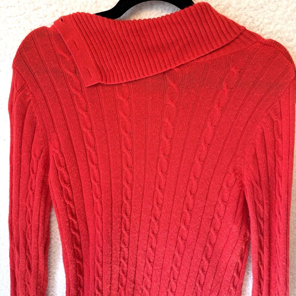 Tommy Hilfiger M Red Cable Knit Viscose Blend Sweater‎ - Picture 3 of 10